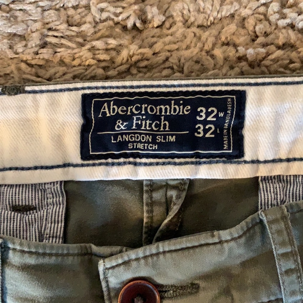 Abercrombie Chino OLIVE GREEN W32/L32 Slim - Picture 2 of 5
